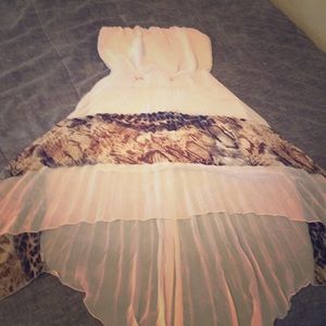 White strapless dress.